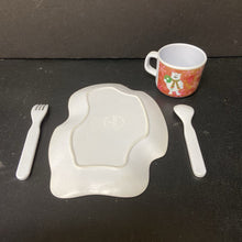 Load image into Gallery viewer, 4pc Polar Bear Christmas Plate, Cup, &amp; Utensils Set
