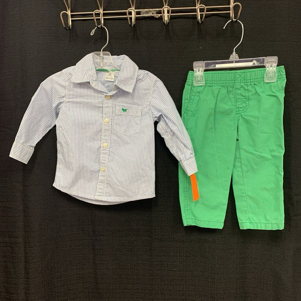 button up striped shirt 2pc outfit