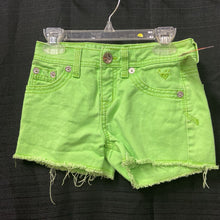 Load image into Gallery viewer, neon denim snap cutoff shorts
