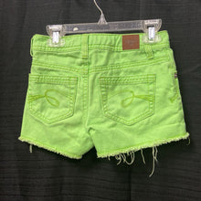 Load image into Gallery viewer, neon denim snap cutoff shorts
