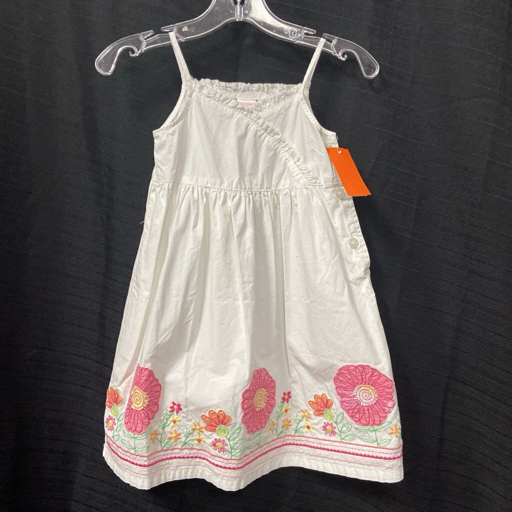 side button strap dress w/ flowers