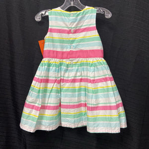 stripe pattern dress w/ flower