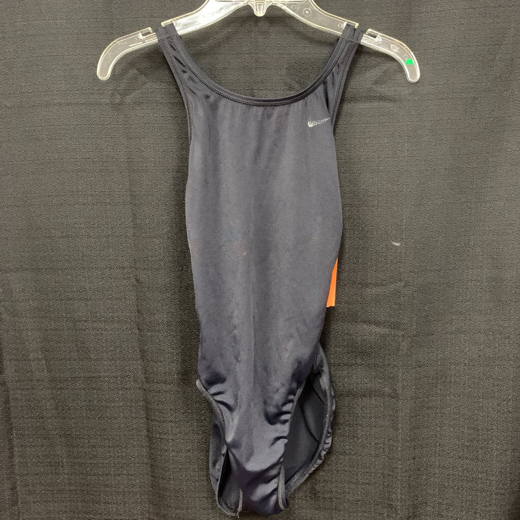 solid open back swim suit