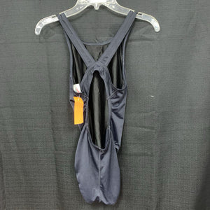 solid open back swim suit