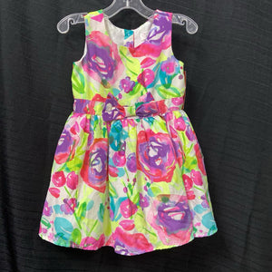 neon roses print dress
