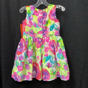 neon roses print dress