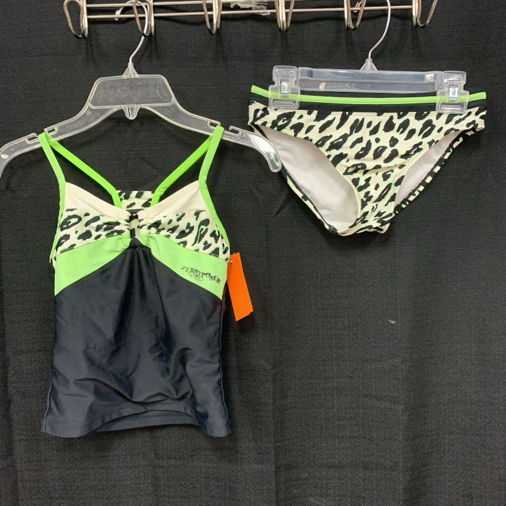animal print& solid 2pc swim outfit