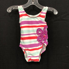 Load image into Gallery viewer, striped swim suit w/ flower
