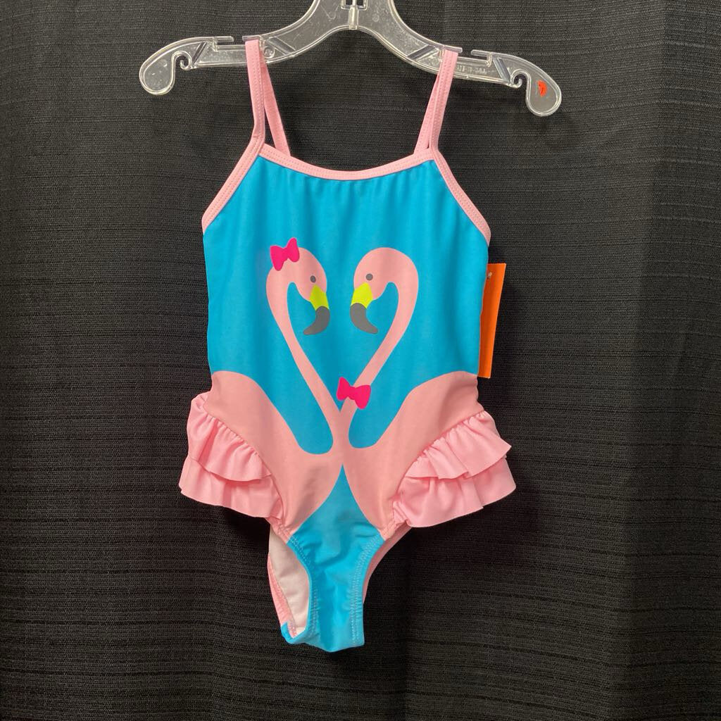 Facing flamingoes swim suit