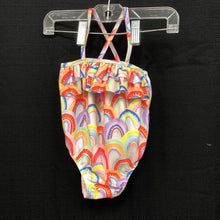 Load image into Gallery viewer, rainbows print swim suit w/ ruffle neck

