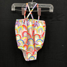 Load image into Gallery viewer, rainbows print swim suit w/ ruffle neck
