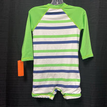 Load image into Gallery viewer, boy shark striped zip swimsuit
