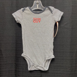 "tough guy" striped onesie