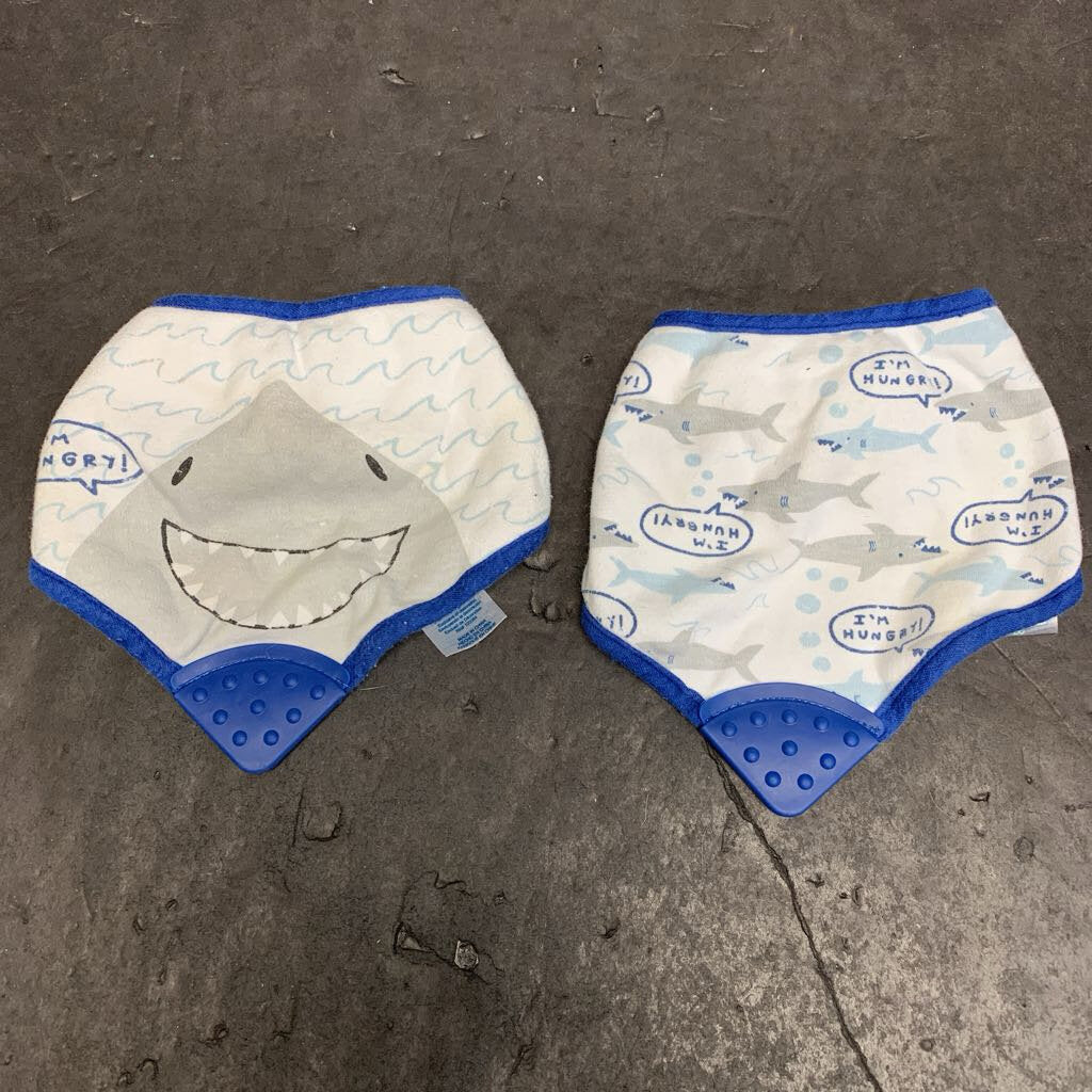 2pk Shark Teething Bibs