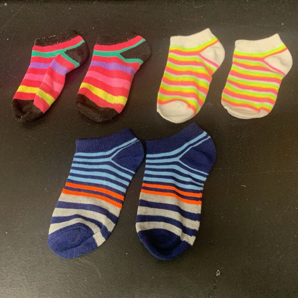 3pk Girls Striped Socks
