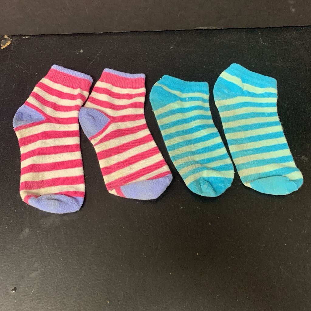 2pk Girls Striped Socks
