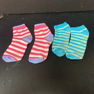 2pk Girls Striped Socks