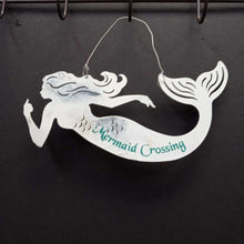 Load image into Gallery viewer, Metal &quot;Mermaid Crossing&quot; Sign
