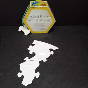 21pc World Puzzle w/3-D Animals