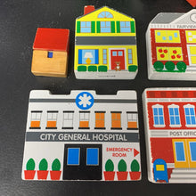 Load image into Gallery viewer, Wooden Town Building Set w/Cars &amp; Trucks
