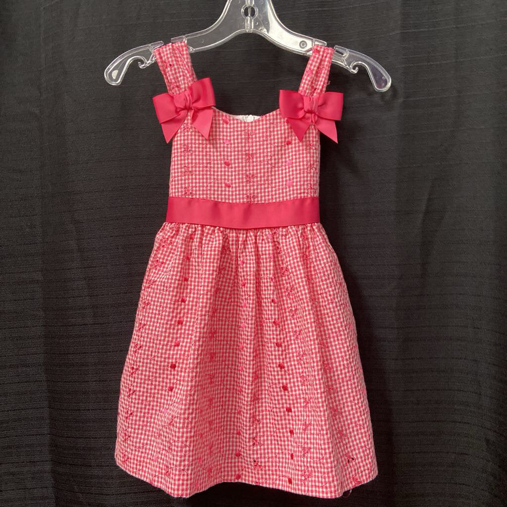 Plaid Bow Eyelet Dress