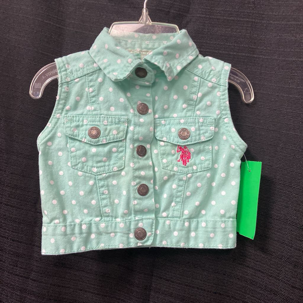 Polka Dot Denim Vest