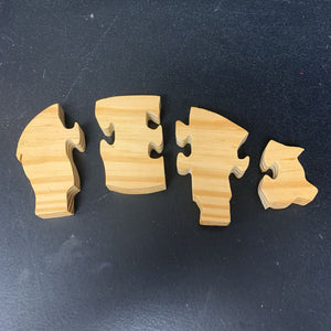 4pc Wooden Pig Puzzle