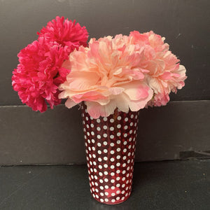 Polka Dot Vase w/Decorative Flowers