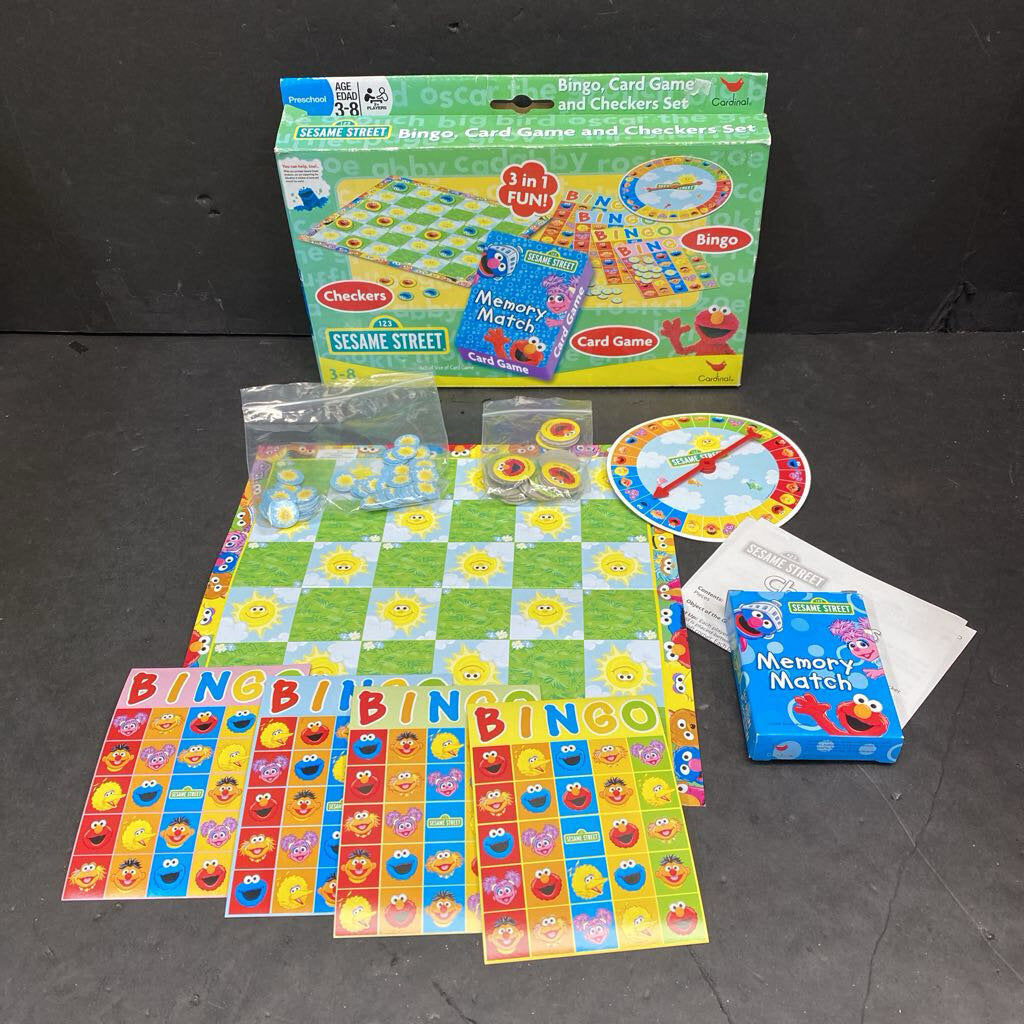 3-in-1 Bingo, Memory, & Checkers Game Set