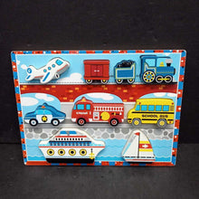 Load image into Gallery viewer, 9pc Wooden Vehicles Chunky Puzzle
