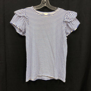 Striped Ruffle Sleeve Top