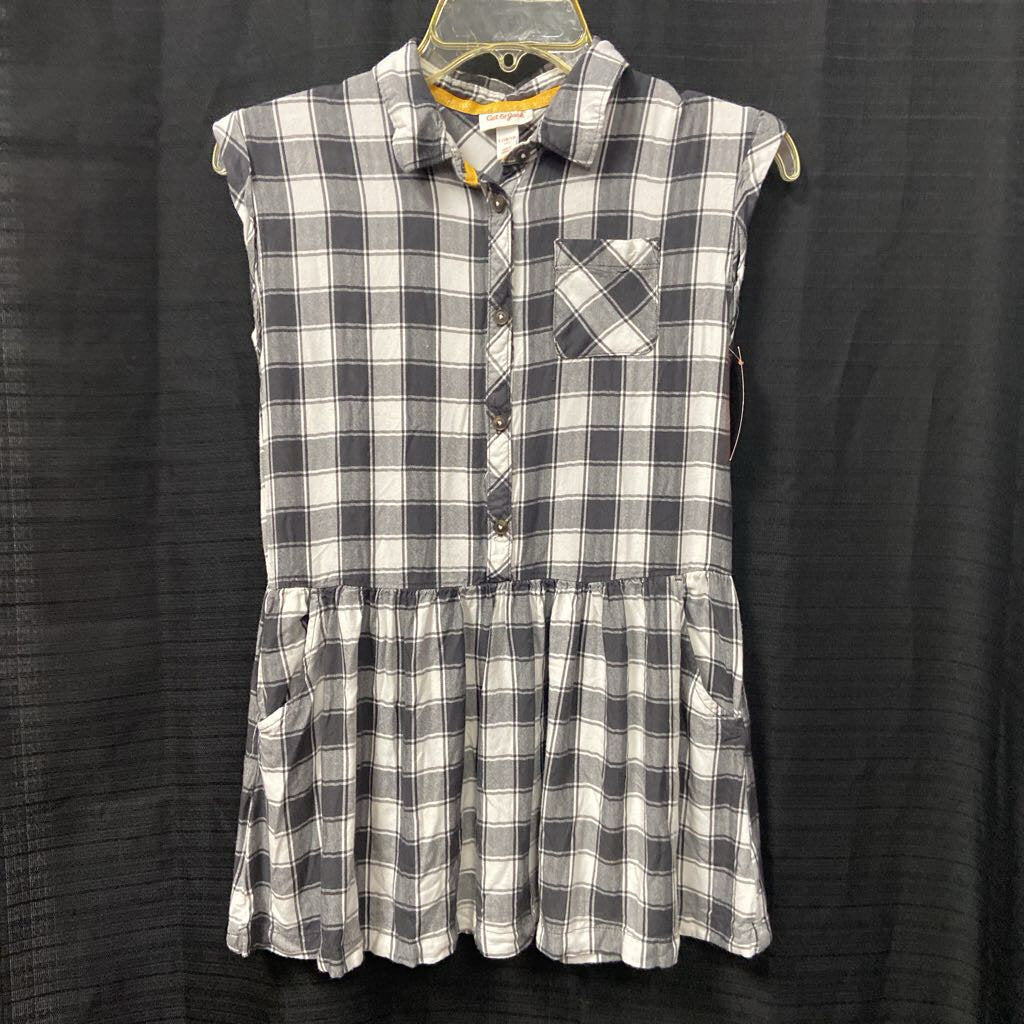 Plaid Button Top