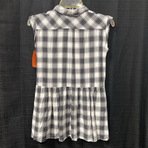 Plaid Button Top