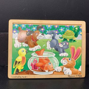 12pc Playful Pets Wooden Jigsaw Puzzle