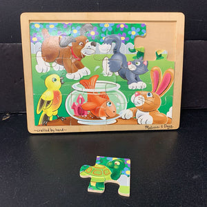 12pc Playful Pets Wooden Jigsaw Puzzle