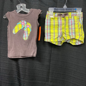 2pc Plaid Flip Flops Outfit