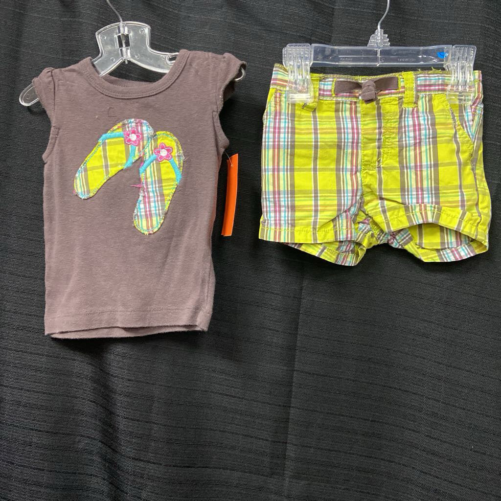 2pc Plaid Flip Flops Outfit