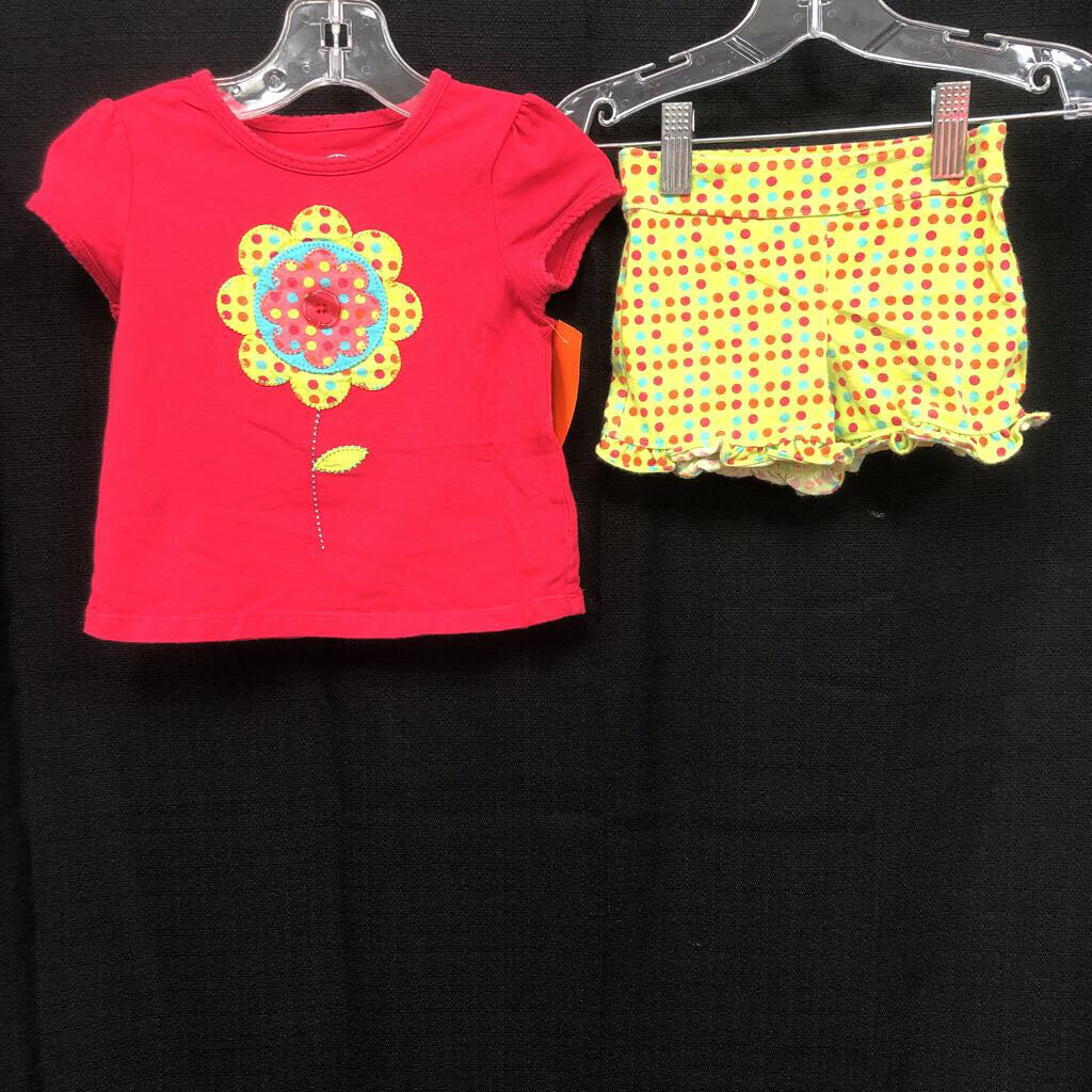 2pc Flower Polka Dot Outfit