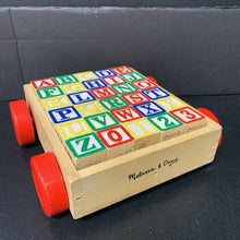Load image into Gallery viewer, Classic ABC/123 Wooden Blocks w/Pull Wagon
