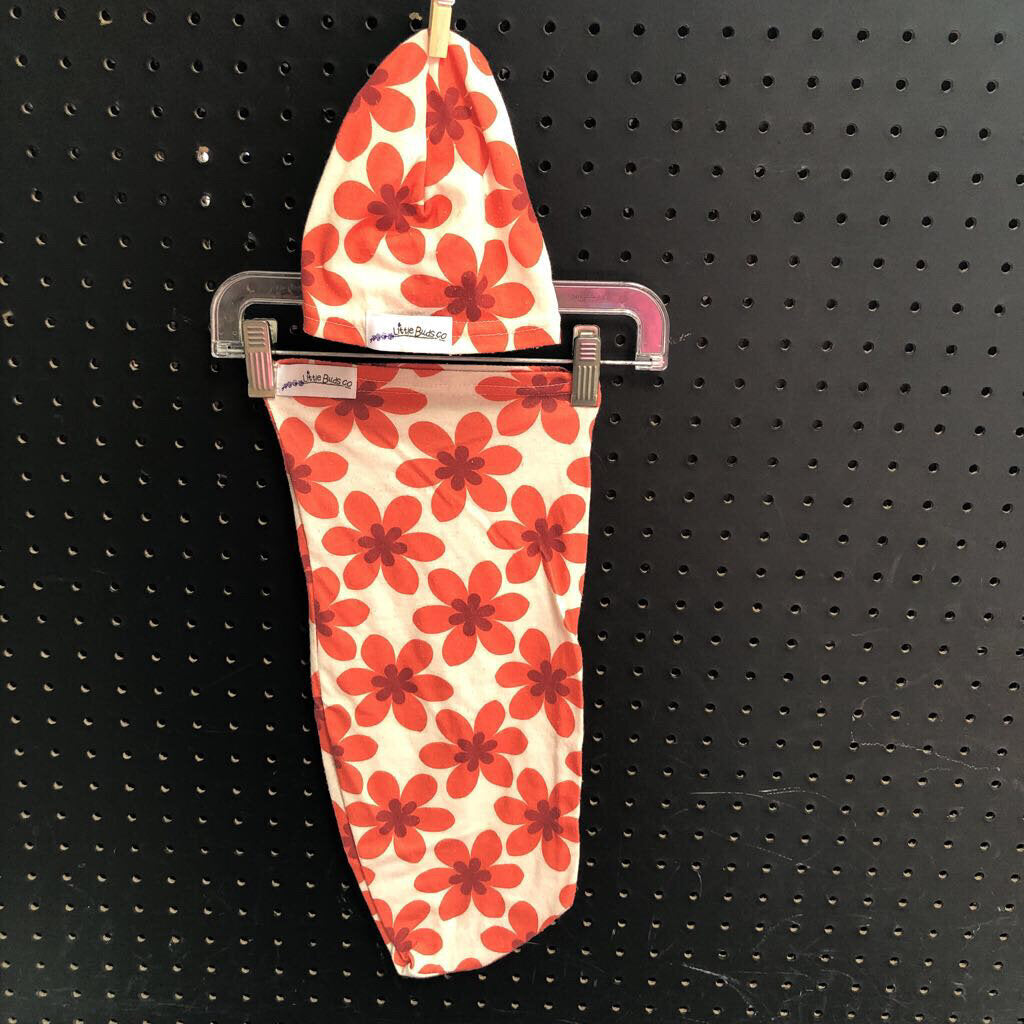 Flower Bamboo Swaddle Sleep Sack w/Hat (Little Buds Co.)