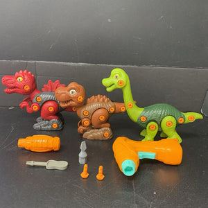 3pk Take Apart Dinosaurs w/Battery Operated Drill