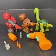 Load image into Gallery viewer, 3pk Take Apart Dinosaurs w/Battery Operated Drill
