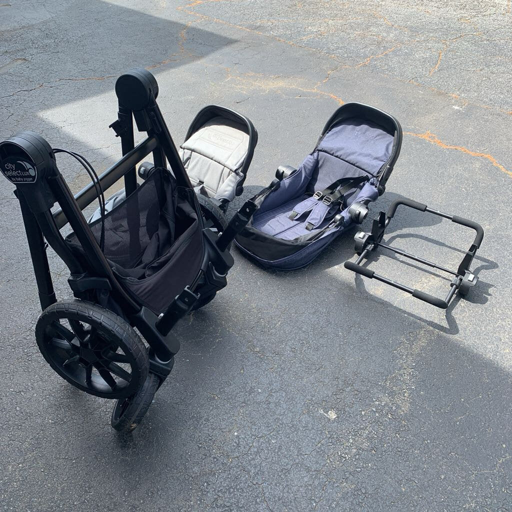 city select double stroller teal City Select Lux Single to Double Stroller w/ Second Seat Kit – Encore Kids Consignment