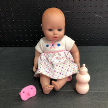 Load image into Gallery viewer, Baby Doll in Flower Outfit w/Pacifier &amp; Bottle
