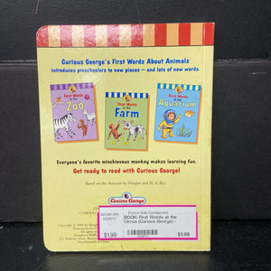 First Words at the Circus (Curious George) -character board