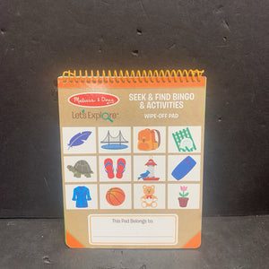 Seek & Find Bingo & Activities Wipe-Off Pad (Melissa & Doug Let's Explore) -activity board