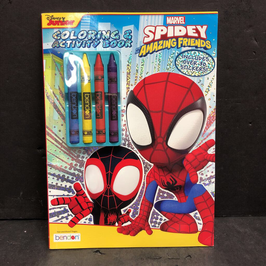 Spidey and his Amazing Friends Coloring Book w/ Crayons (Disney Junior / Marvel Comics) (NEW) -character activity paperback