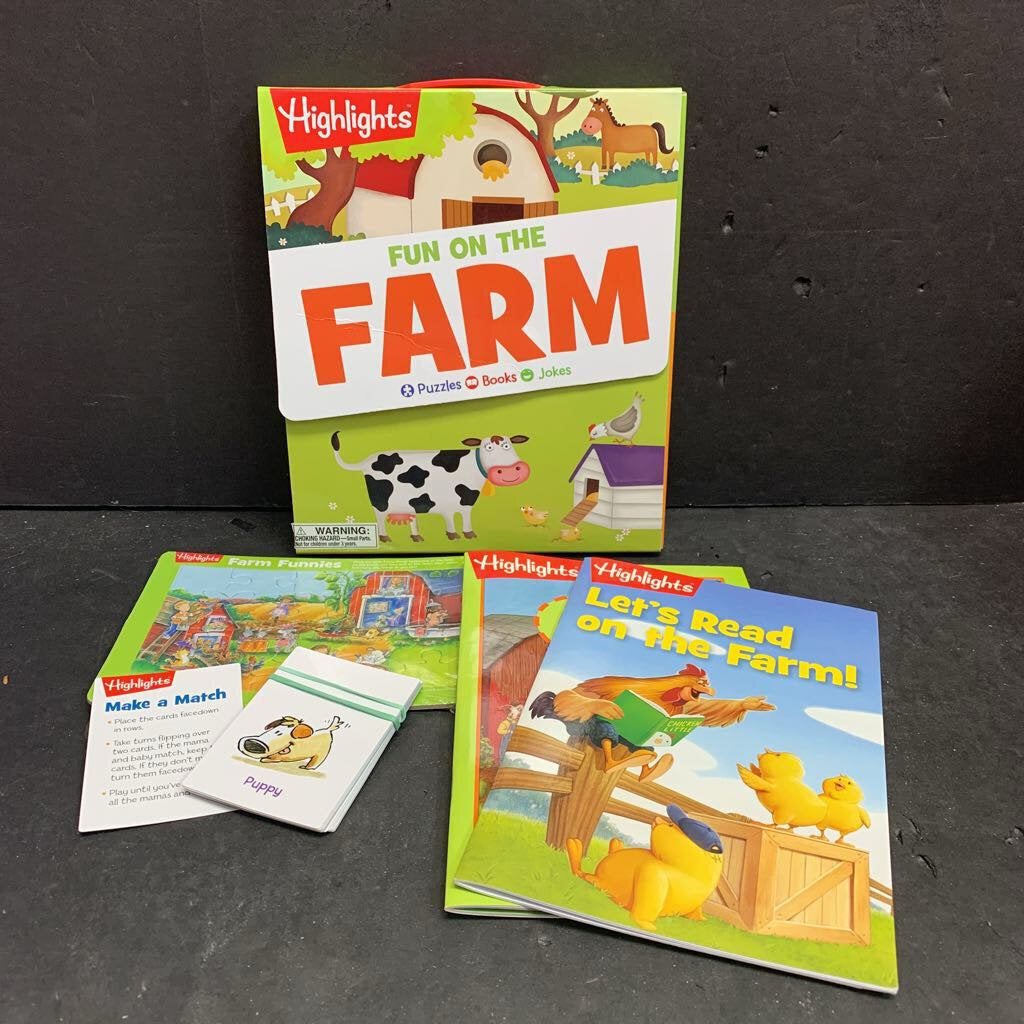 Fun on the Farm Set: Puzzles, Books, Jokes -humor look & find activity paperback