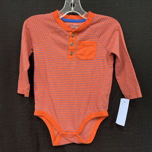 Striped Button Pocket Onesie