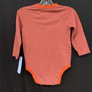 Striped Button Pocket Onesie